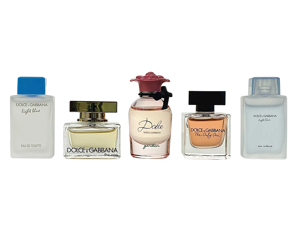 DOLCE & GABBANA - DOLCE & GABBANA LIGHT BLUE + THE ONE + DOLCE GARDEN + THE ONLY ONE + LIGHT BLUE INTENSE 5PC SET ( W ) 0.15 OZ
