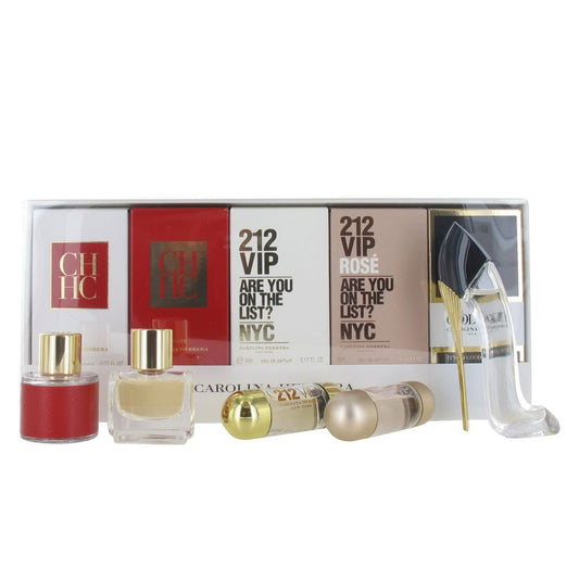 CAROLINA HERRERA - GOOD GIRL + GOOD GIRL SUPREME + ROSE + 212 VIP + CH 5PC SET  ( W ) 0.24 OZ