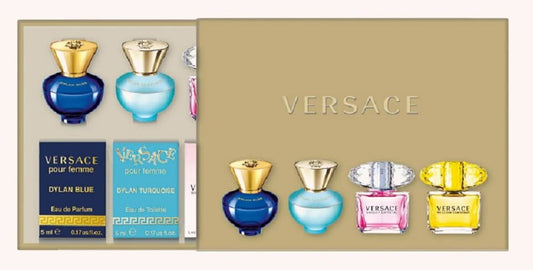 VERSACE - MINI GIFT SET ( DYLAN TURQUOISE DYLAN BLUE, CRYSTAL NOIR, BRIGHT CRYSTAL, YELLOW DIAMOND ) 5PC SET ( W ) 0.17 OZ