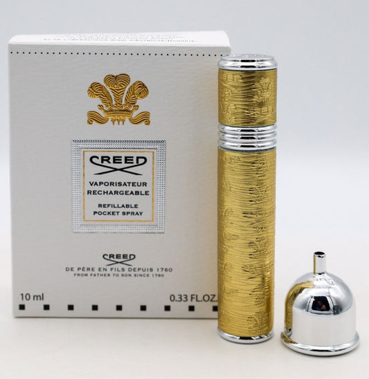 CREED - LEATHER & GOLD TONE POCKET ATOMIZER GREY ( M ) 3.3 OZ