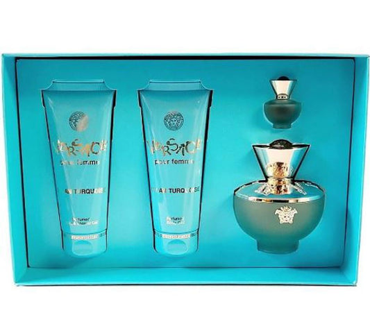 VERSACE - DYLAN BLUE TURQUOISE 4PC SET ( W ) 3.4 OZ